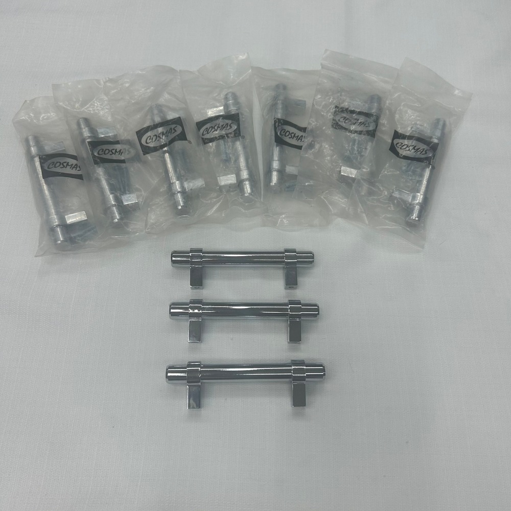 Cosmas 161-3CH Cabinet Pulls 3" Polished Chrome Euro Bar Drawer Handles 10 pack